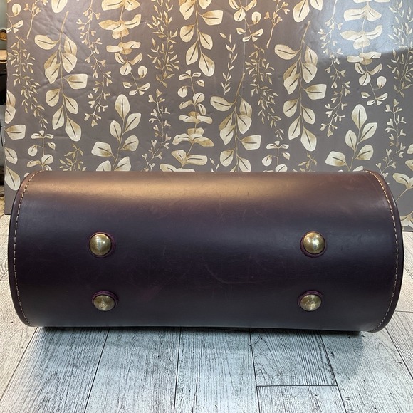 Ladybuq Handmade Poland Leather Oversized Leather Tote Shoulder Bag Plum - Picture 6 of 15